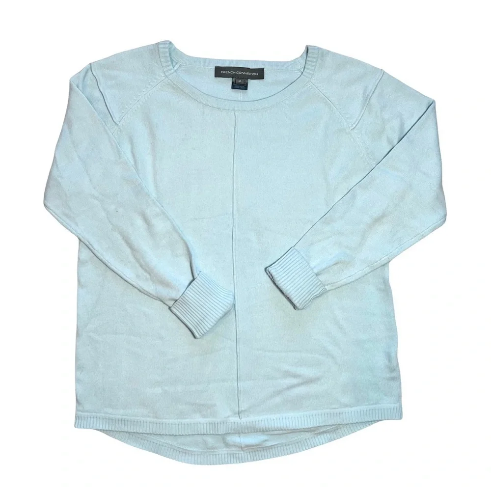French Connection Della Vhari Crewneck Pull On Sweater Light Blue Size Medium